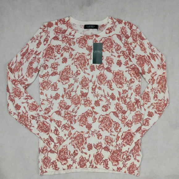 NWT Ralph Lauren Pale Cream Floral Sweater Size M - Picture 2 of 10
